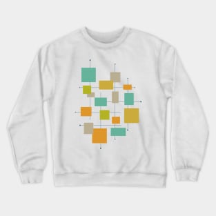 Turquoise Green Orange Square Mid Century Crewneck Sweatshirt